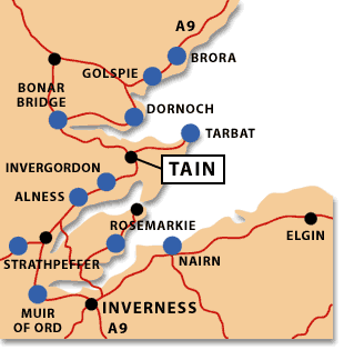 map showing local golf courses